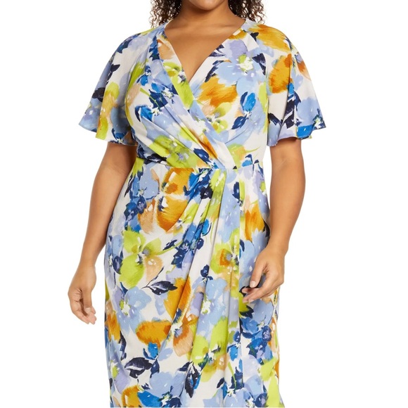 Maggy London Flutter Sleeve MIDI Dress - Picture 2 of 6